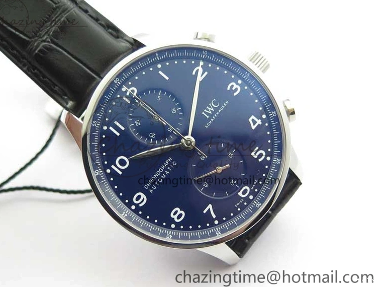 MIROTIME 0121 SunProtective Portugieser Chronograph Edition 150 Years IW371601 ZF 1:1 Best Edition Blue Dial on Black Leather Strap A7750 (Slim Movement) 7137